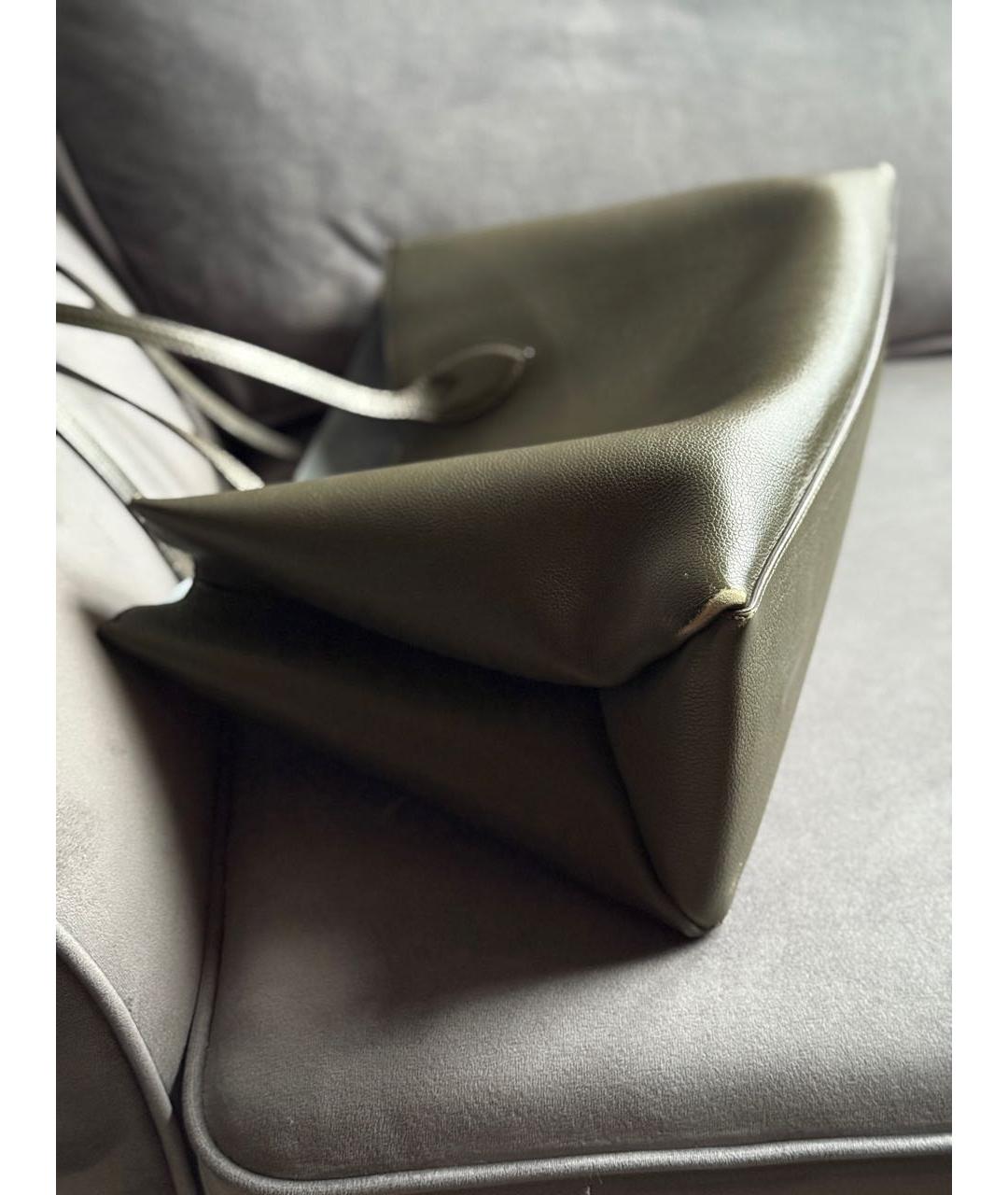 LOUIS VUITTON Хаки кожаная сумка тоут, фото 7