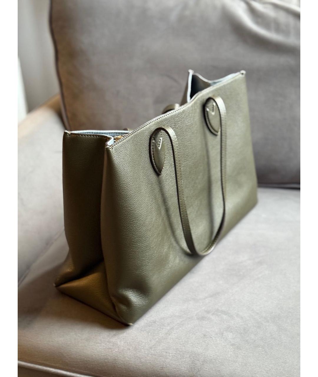 LOUIS VUITTON Хаки кожаная сумка тоут, фото 6