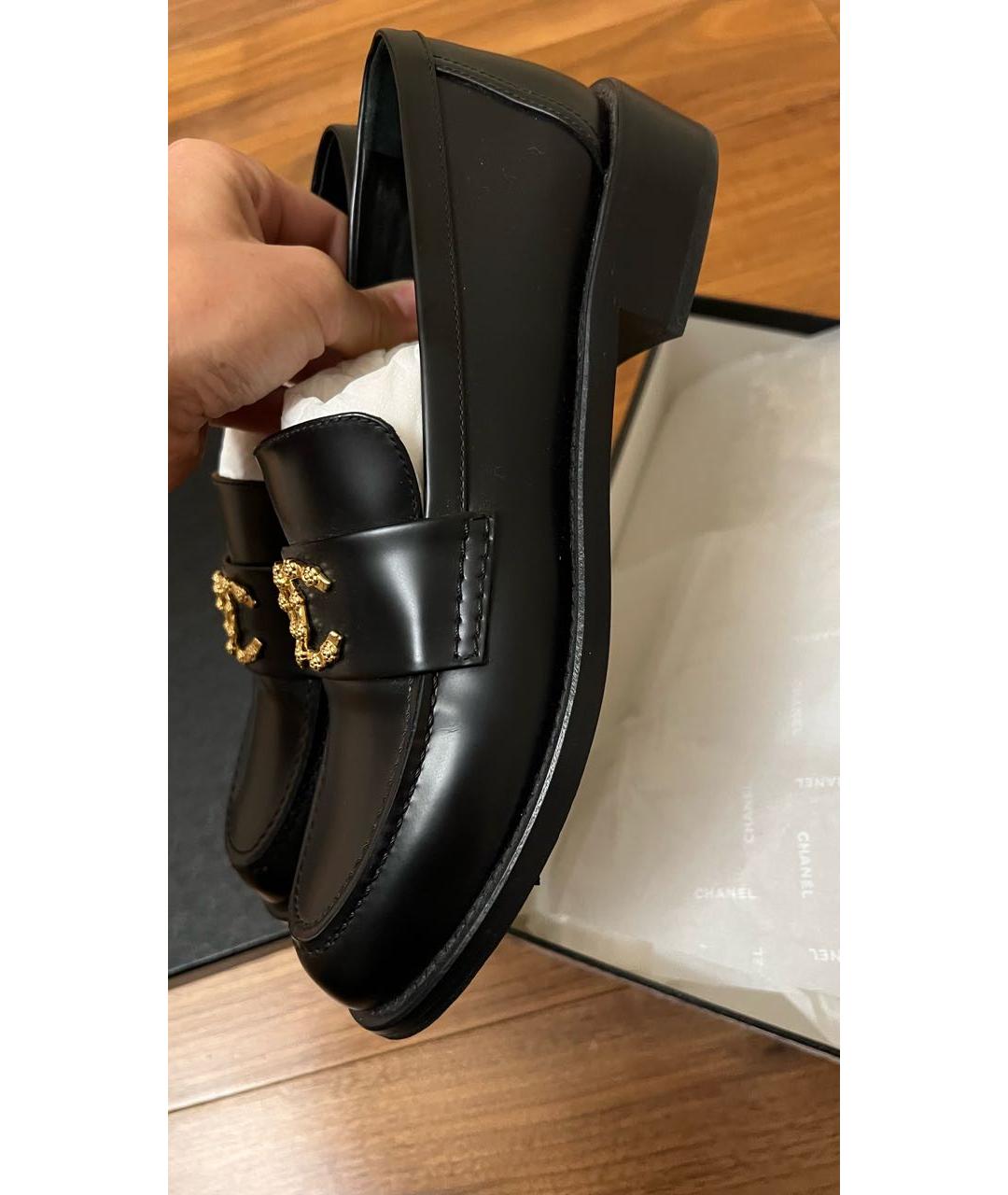 CHANEL Черные кожаные лоферы, фото 9