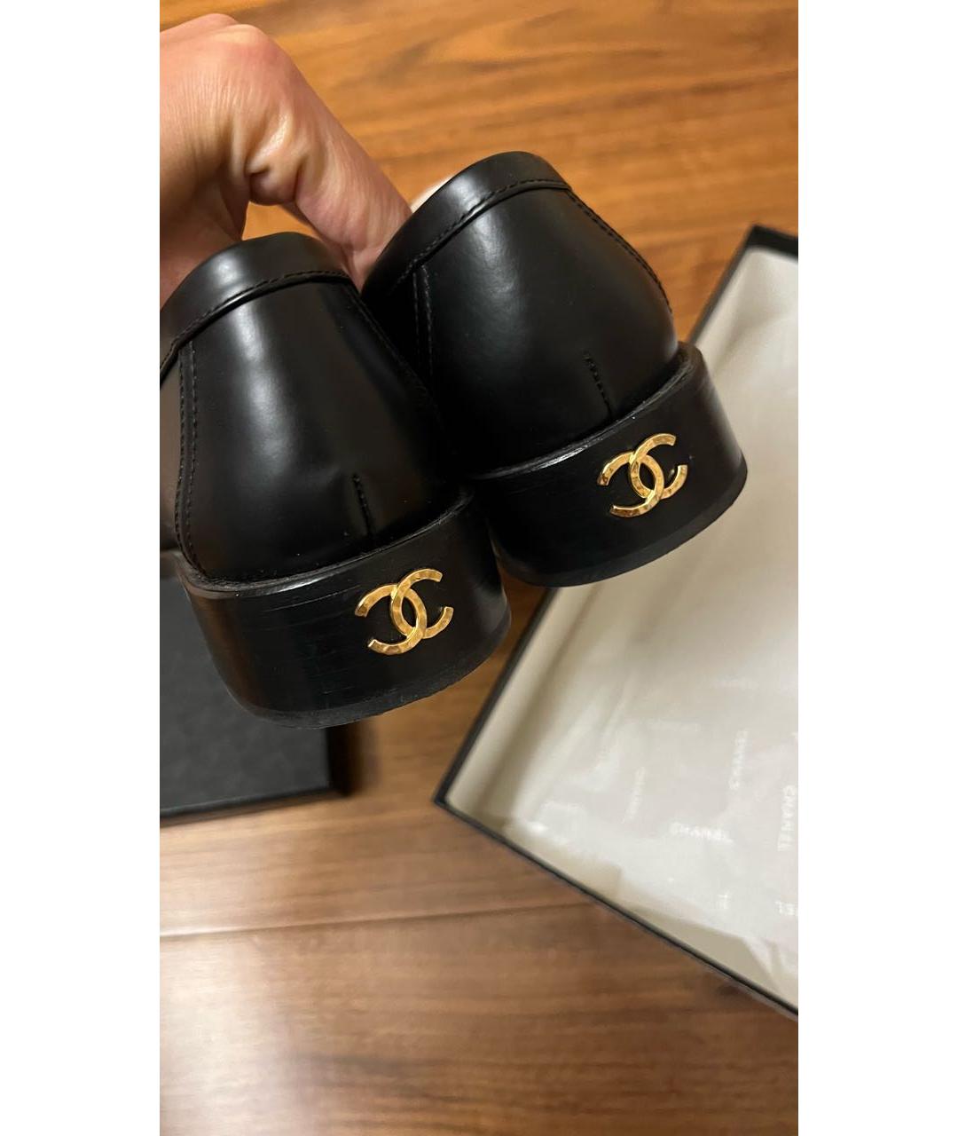 CHANEL Черные кожаные лоферы, фото 6
