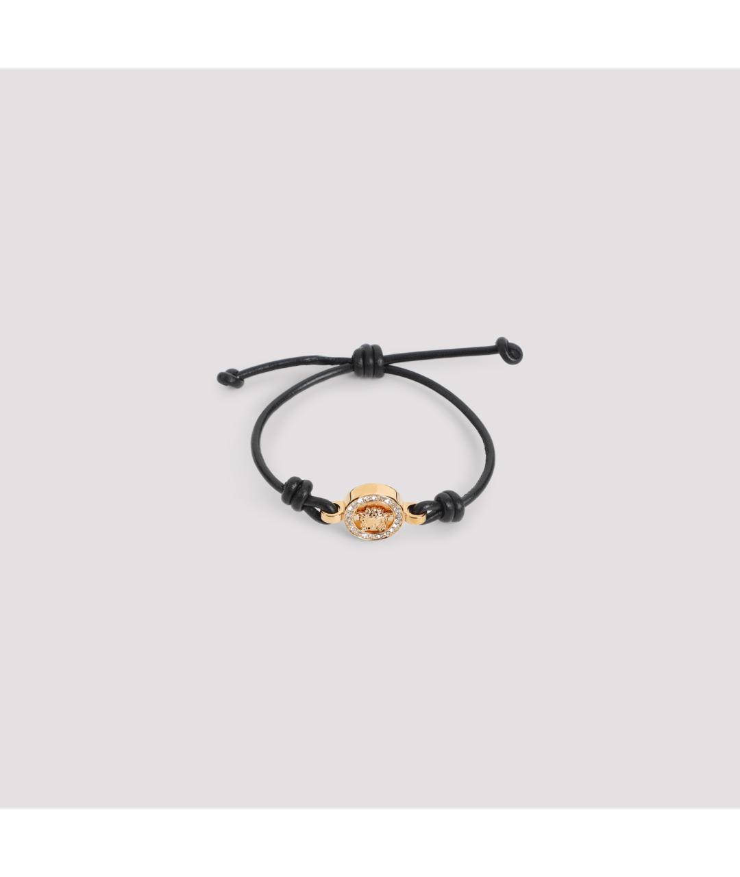 VERSACE Черный кожаный браслет, фото 3