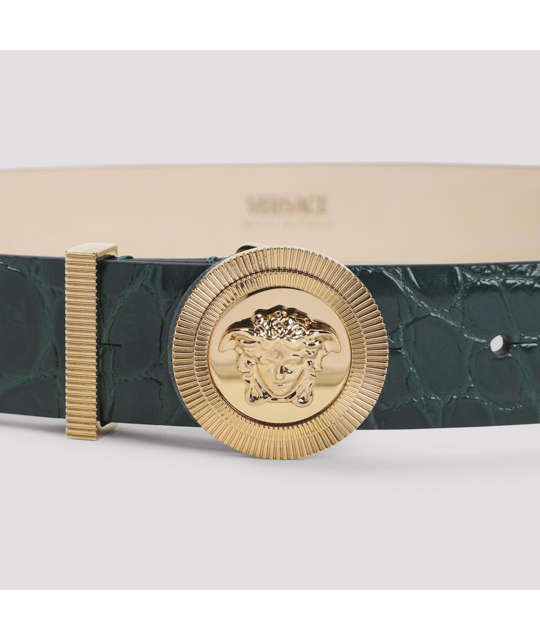 VERSACE Зеленый кожаный ремень, фото 5