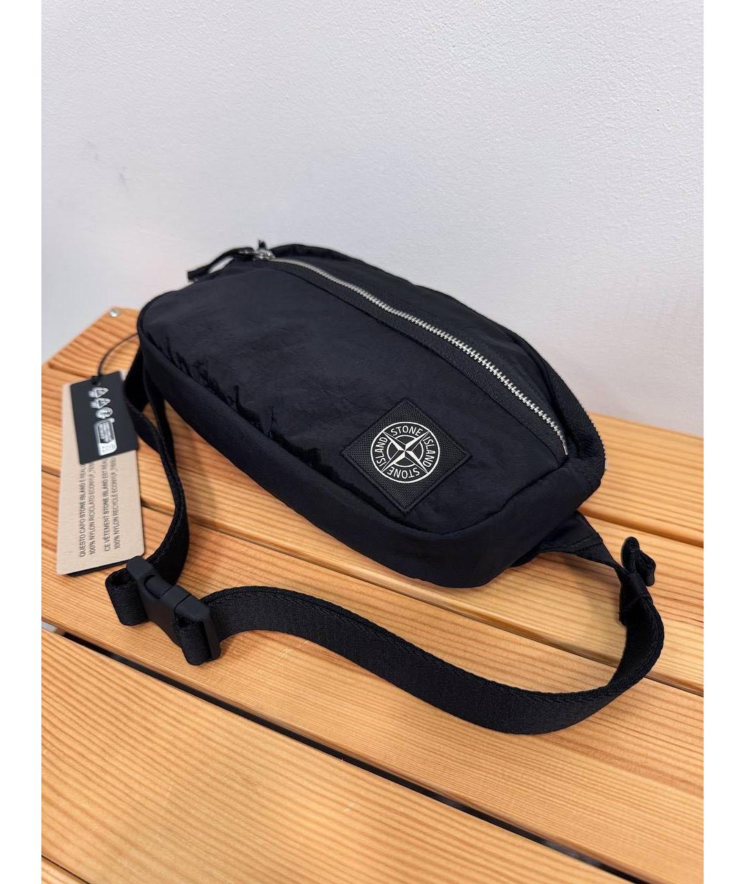 STONE ISLAND Черная синтетическая поясная сумка, фото 3
