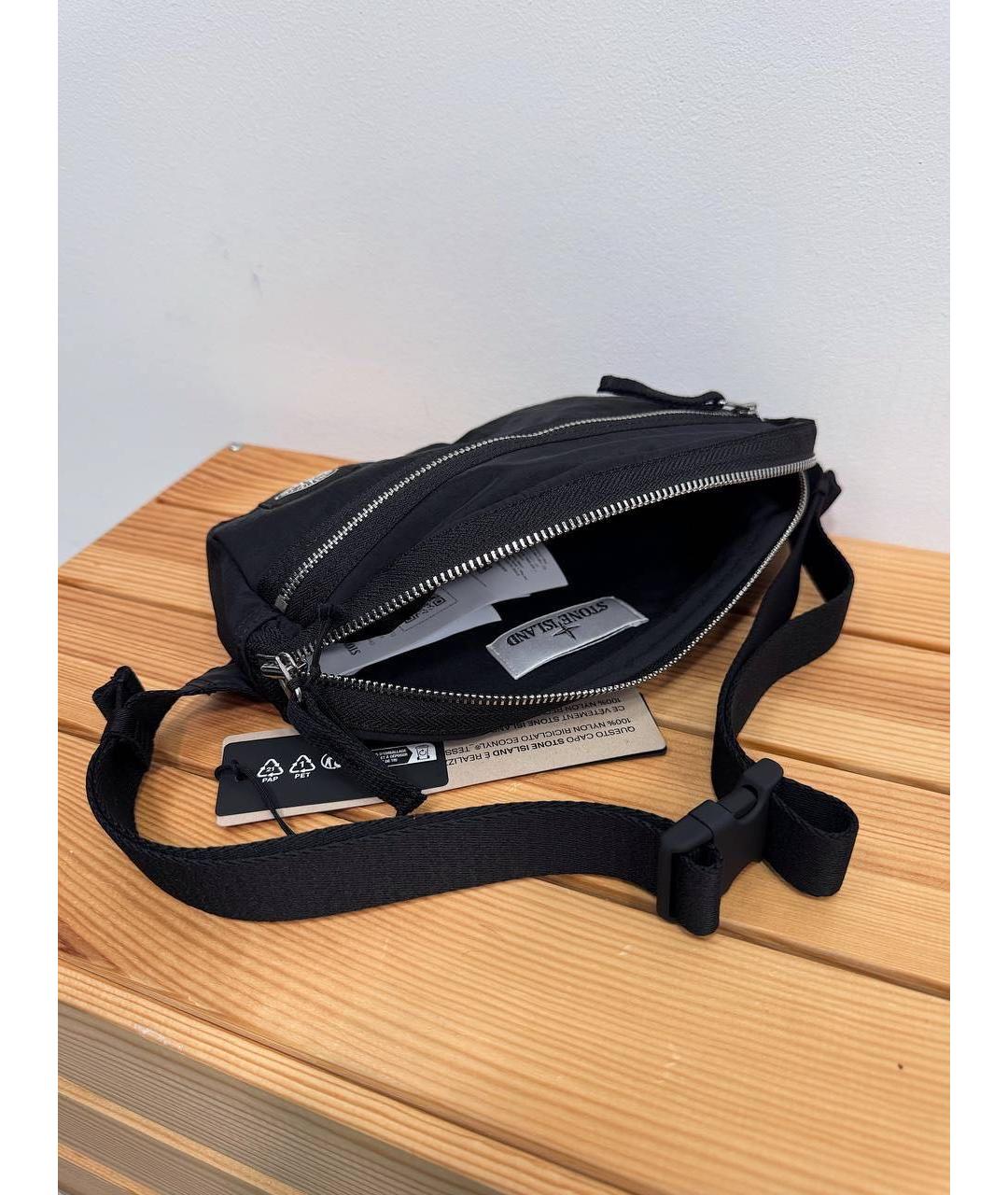 STONE ISLAND Черная синтетическая поясная сумка, фото 4