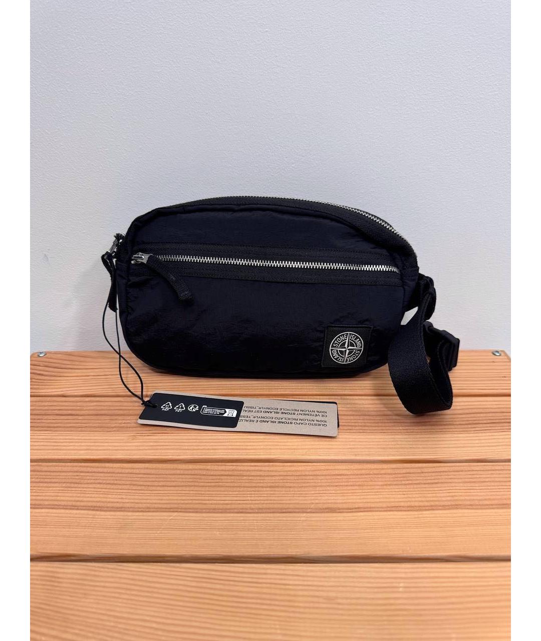 STONE ISLAND Черная синтетическая поясная сумка, фото 2