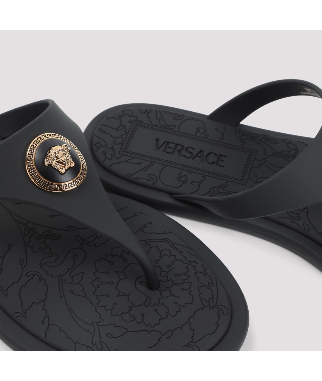 VERSACE Черные резиновые шлепанцы, фото 4