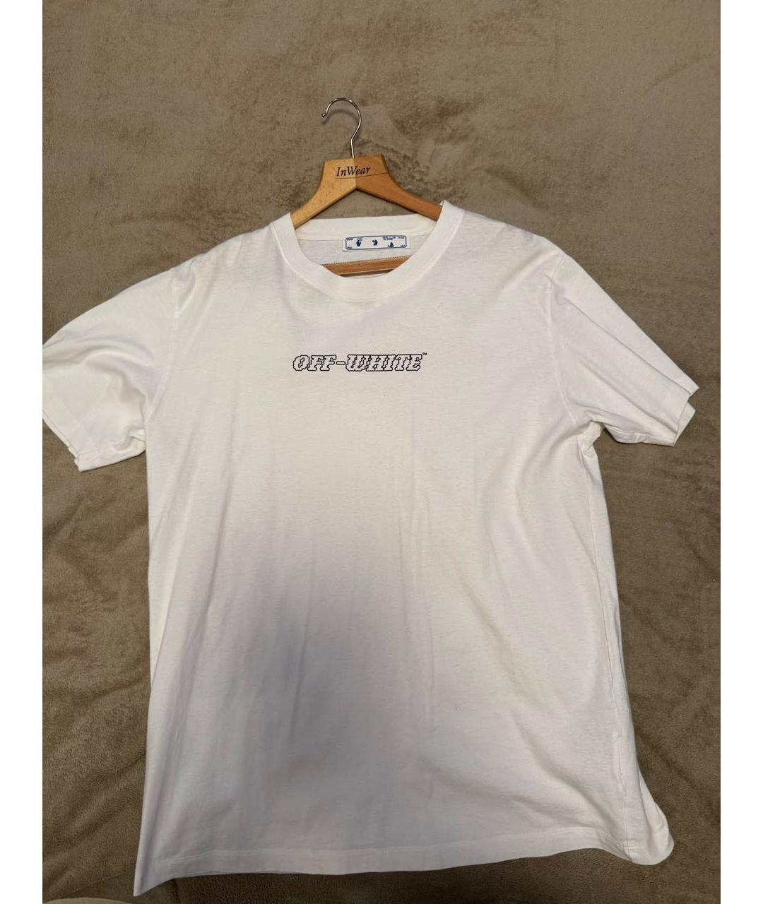 OFF-WHITE Белая хлопковая футболка, фото 5