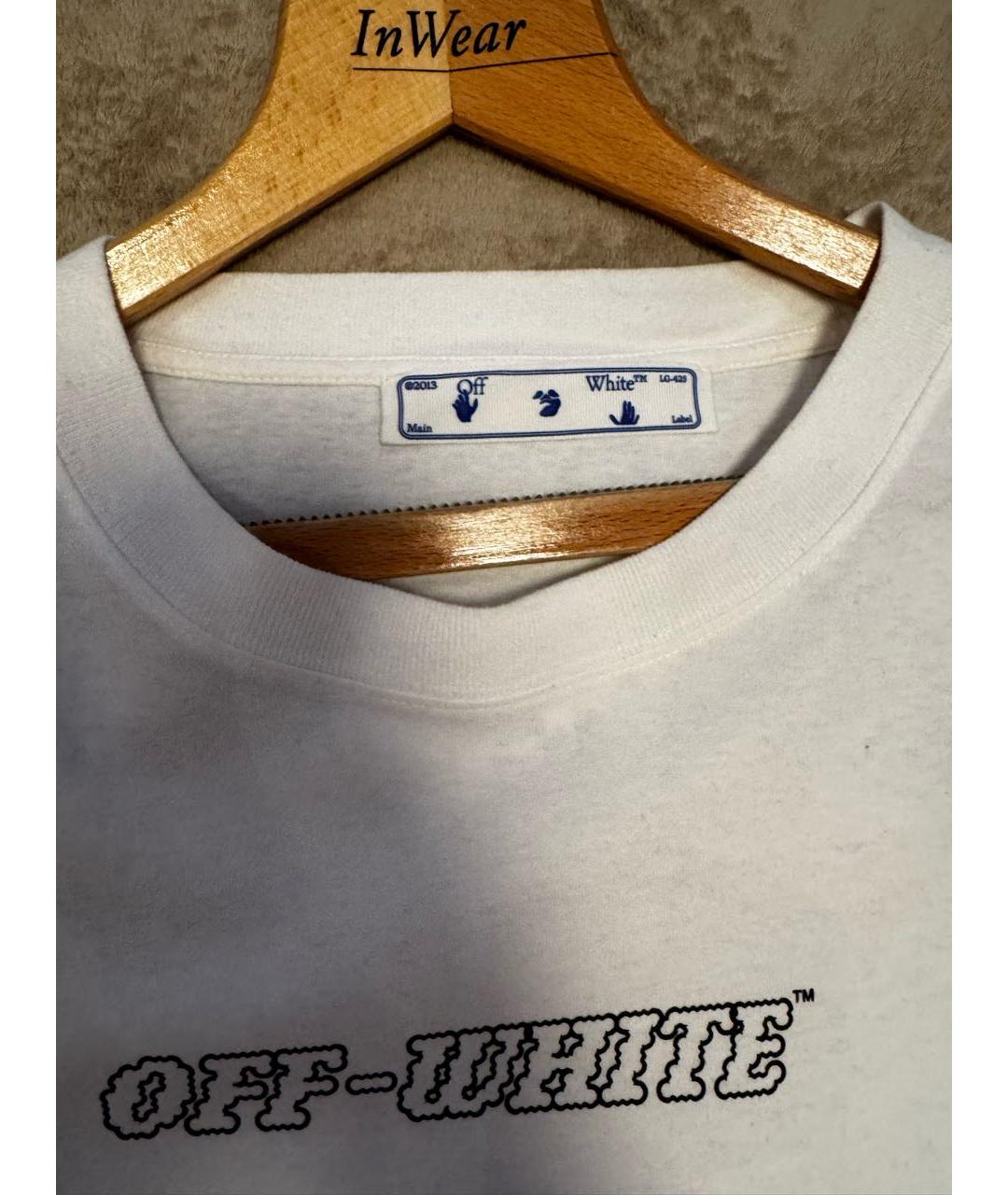 OFF-WHITE Белая хлопковая футболка, фото 3