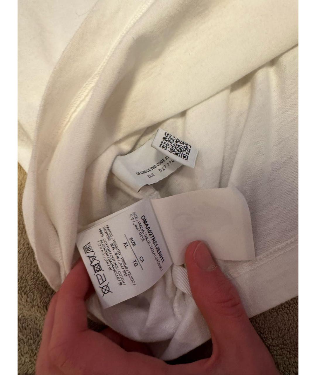 OFF-WHITE Белая хлопковая футболка, фото 4