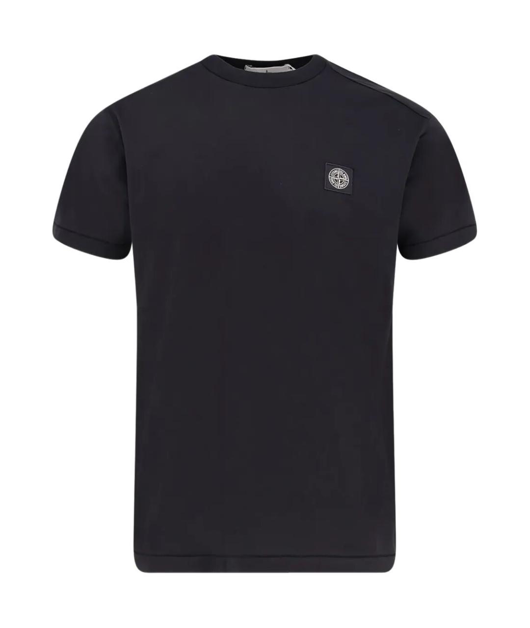 STONE ISLAND Черная хлопковая футболка, фото 1