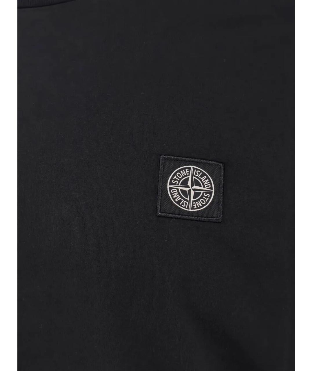STONE ISLAND Черная хлопковая футболка, фото 3