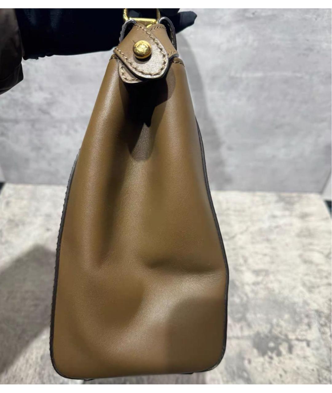 FENDI Коричневая кожаная сумка тоут, фото 4