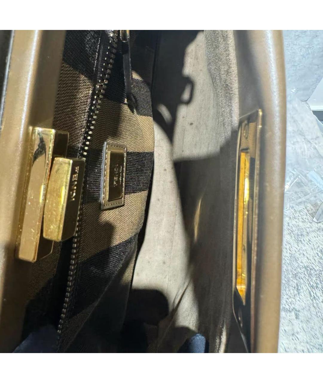 FENDI Коричневая кожаная сумка тоут, фото 7