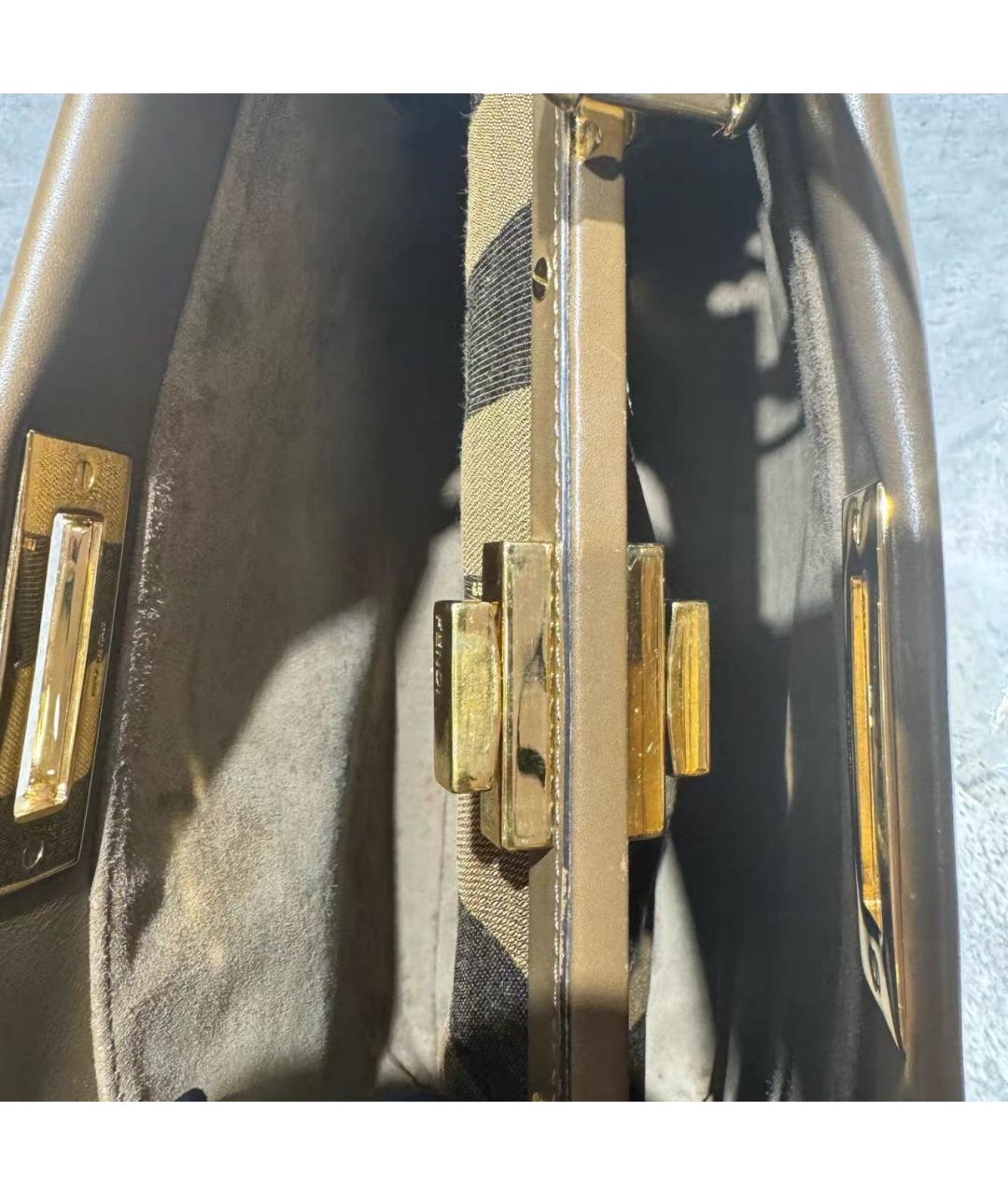 FENDI Коричневая кожаная сумка тоут, фото 6