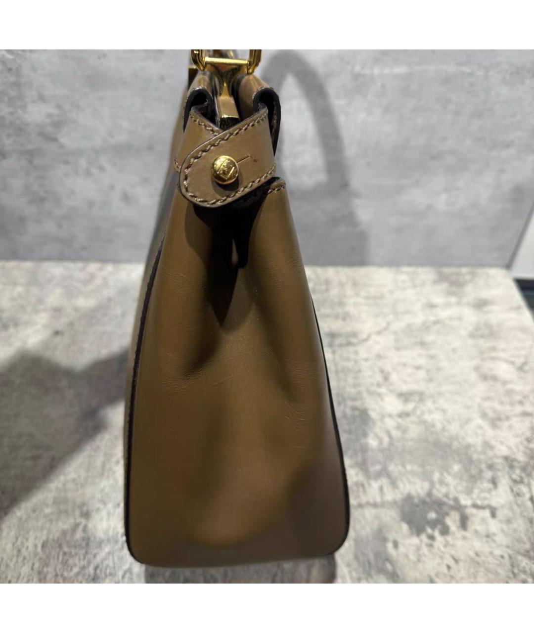 FENDI Коричневая кожаная сумка тоут, фото 5