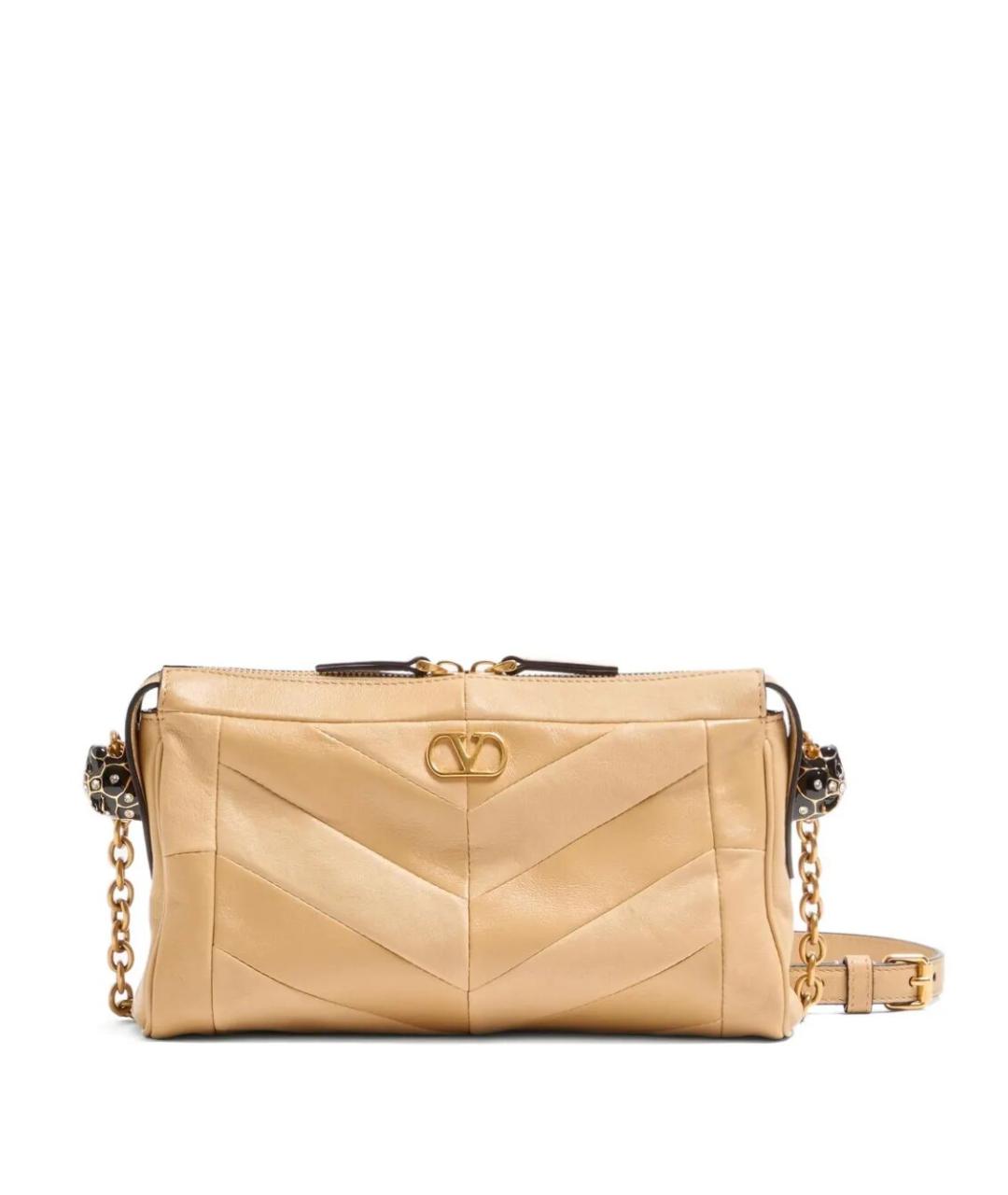 VALENTINO Бежевая кожаная сумка через плечо, фото 1