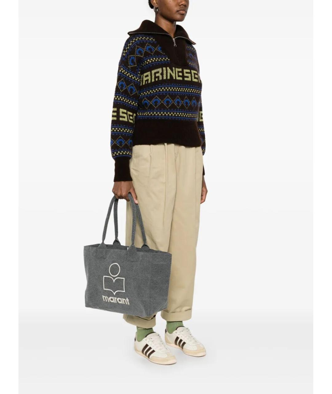 ISABEL MARANT Серая тканевая сумка тоут, фото 2