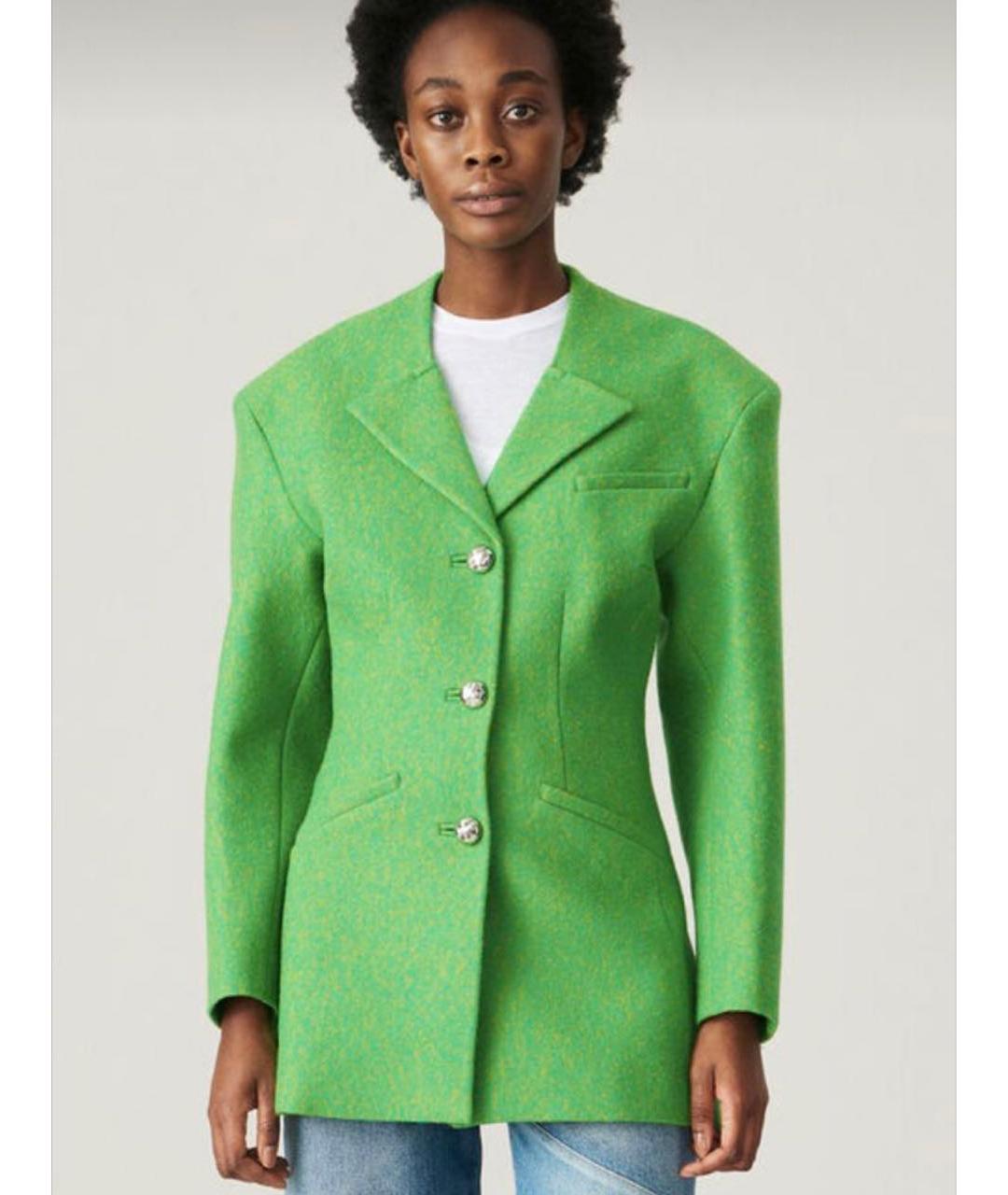 GANNI Зеленый шерстяной жакет/пиджак, фото 7