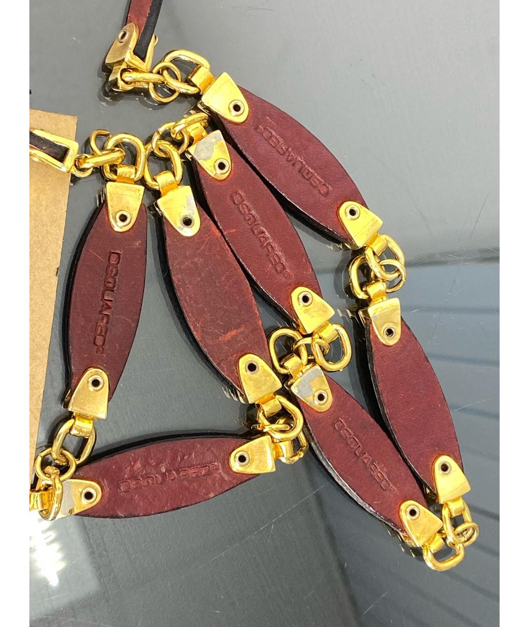 DSQUARED2 Бордовый кожаный ремень, фото 6