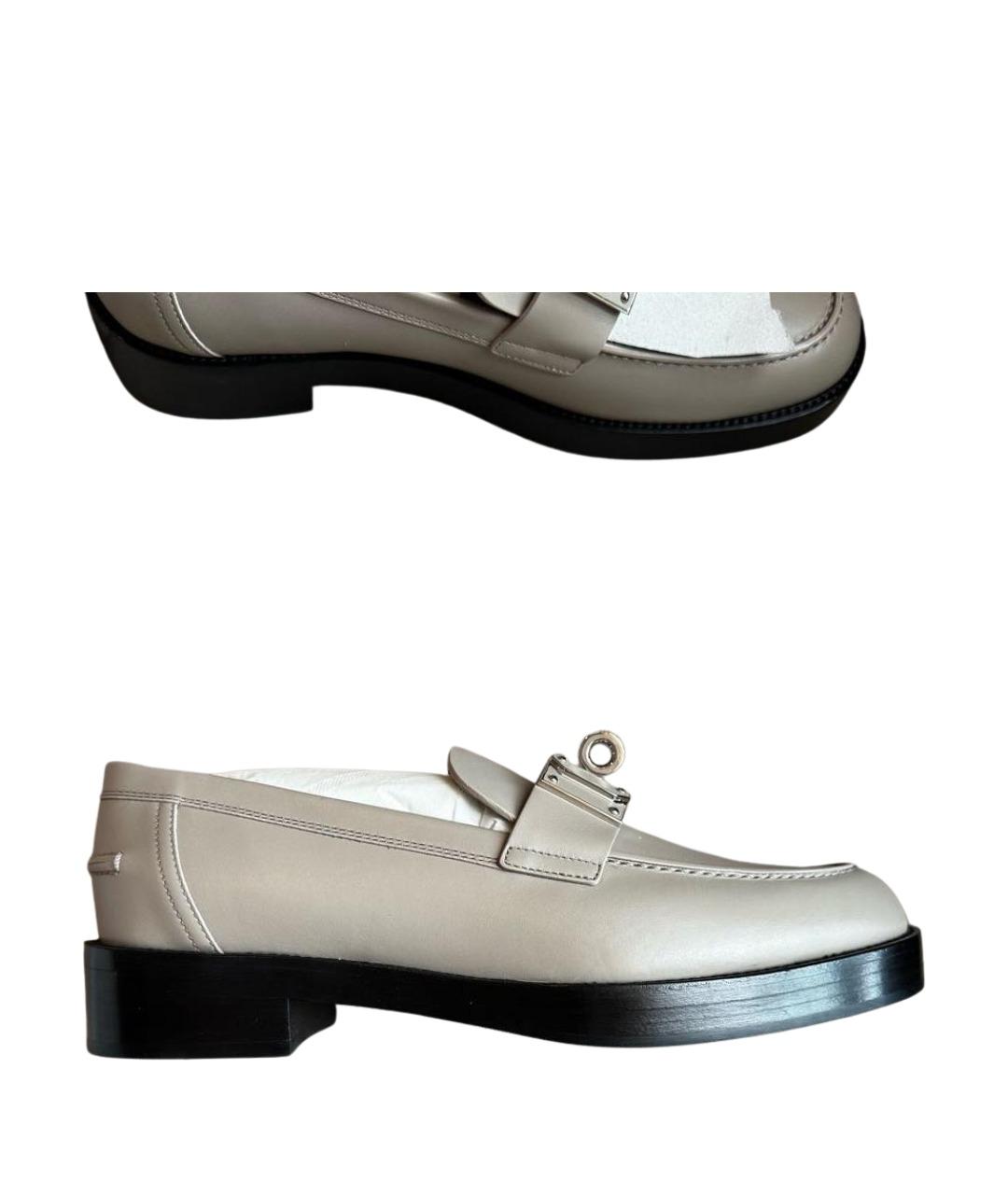 HERMES Серые кожаные лоферы, фото 8