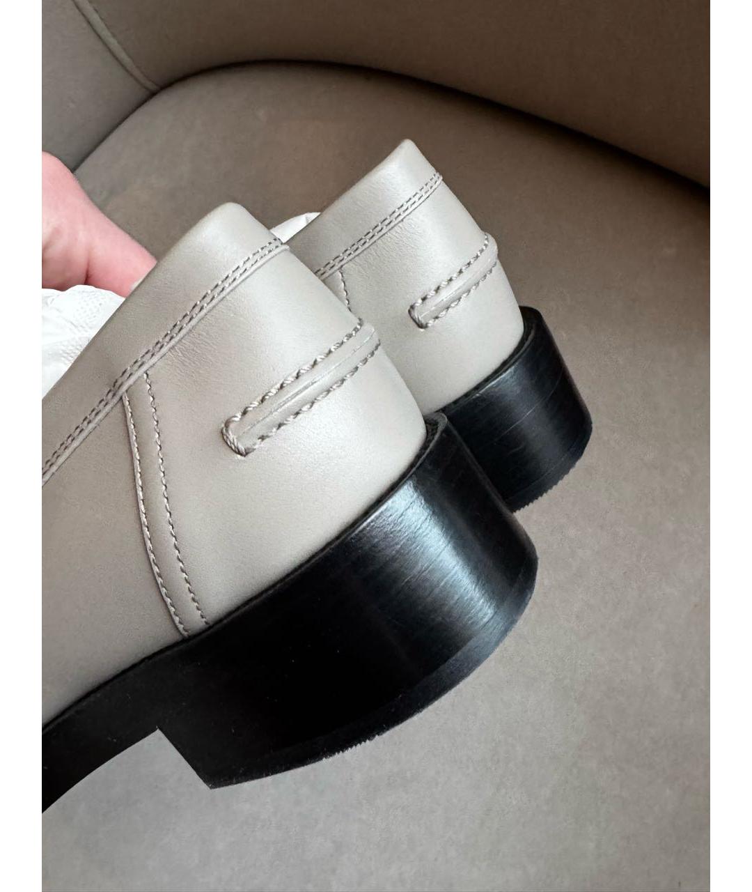 HERMES Серые кожаные лоферы, фото 4