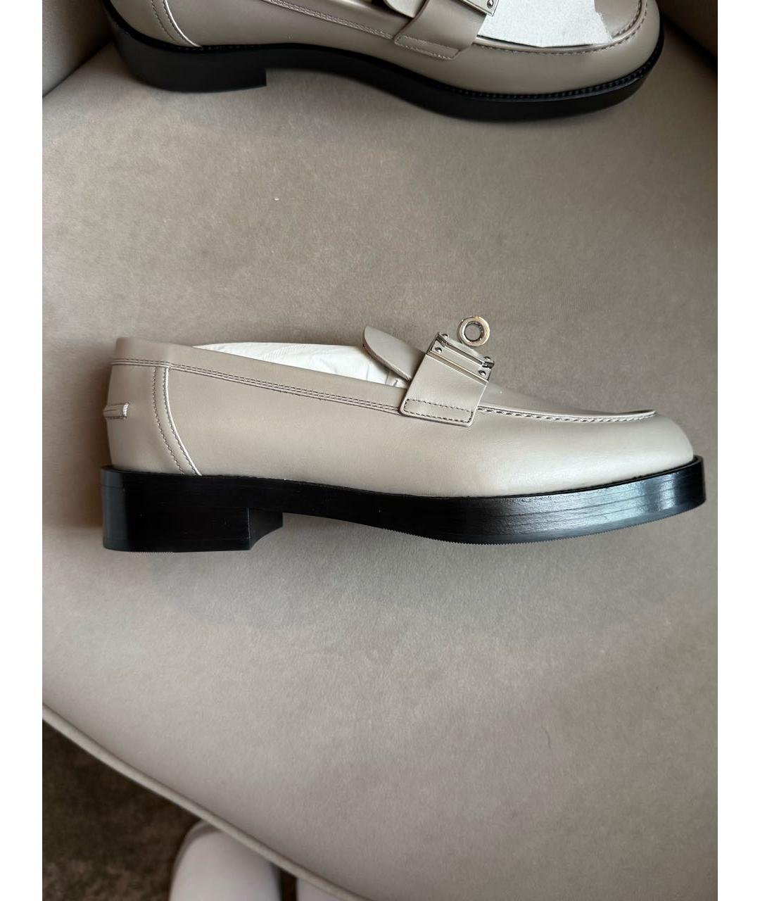 HERMES Серые кожаные лоферы, фото 7