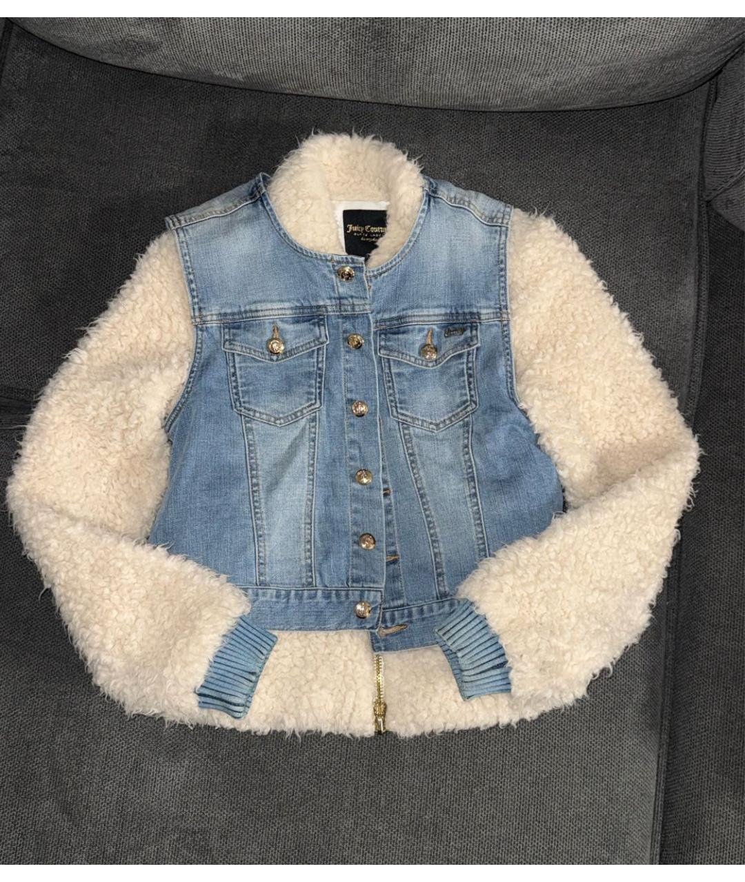 JUICY COUTURE Голубая деним дубленка, фото 8