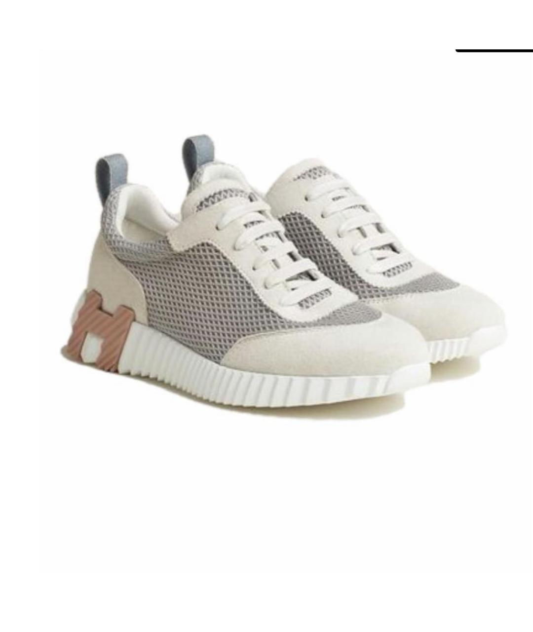 HERMES Серые текстильные кроссовки, фото 2