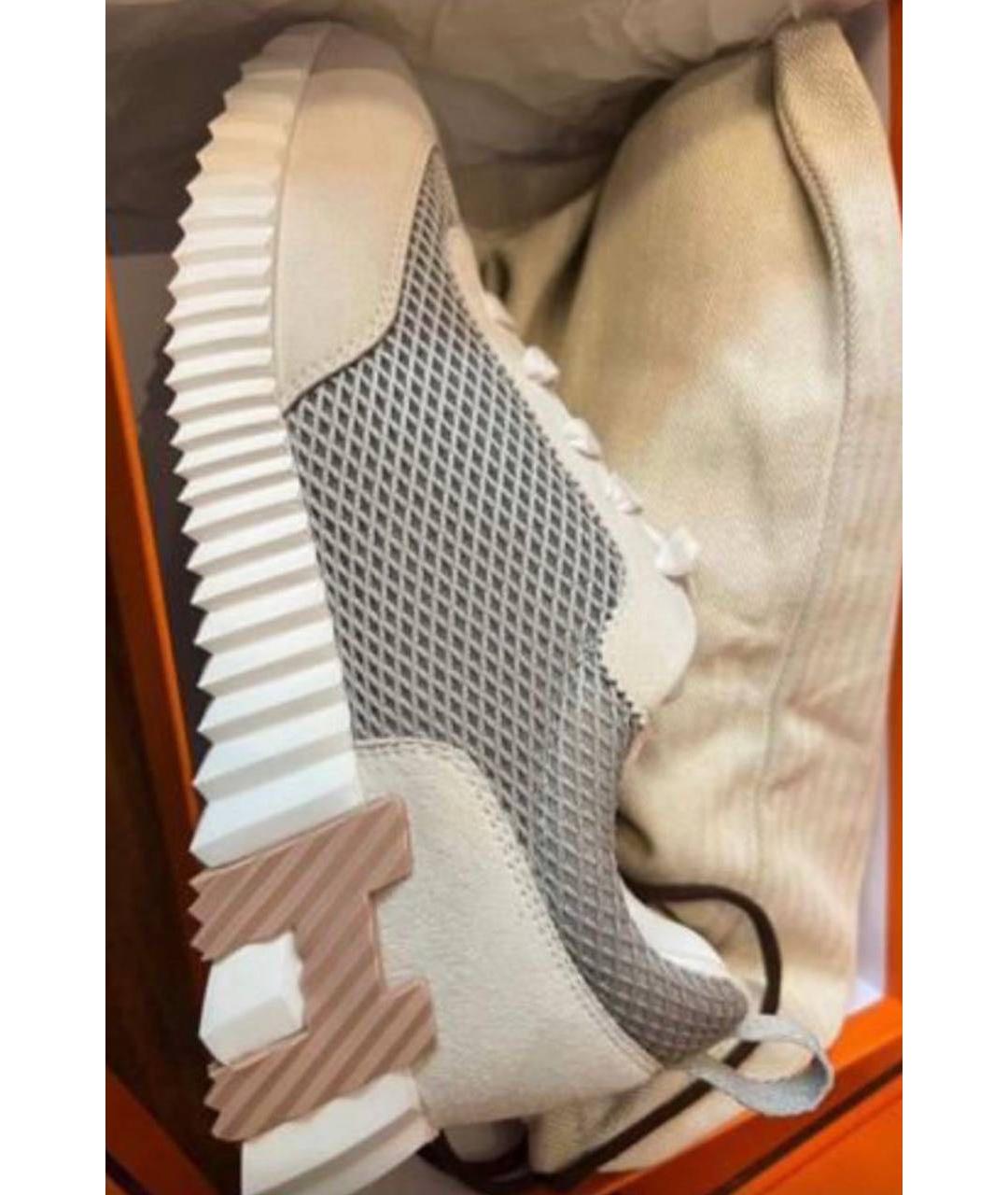 HERMES Серые текстильные кроссовки, фото 5