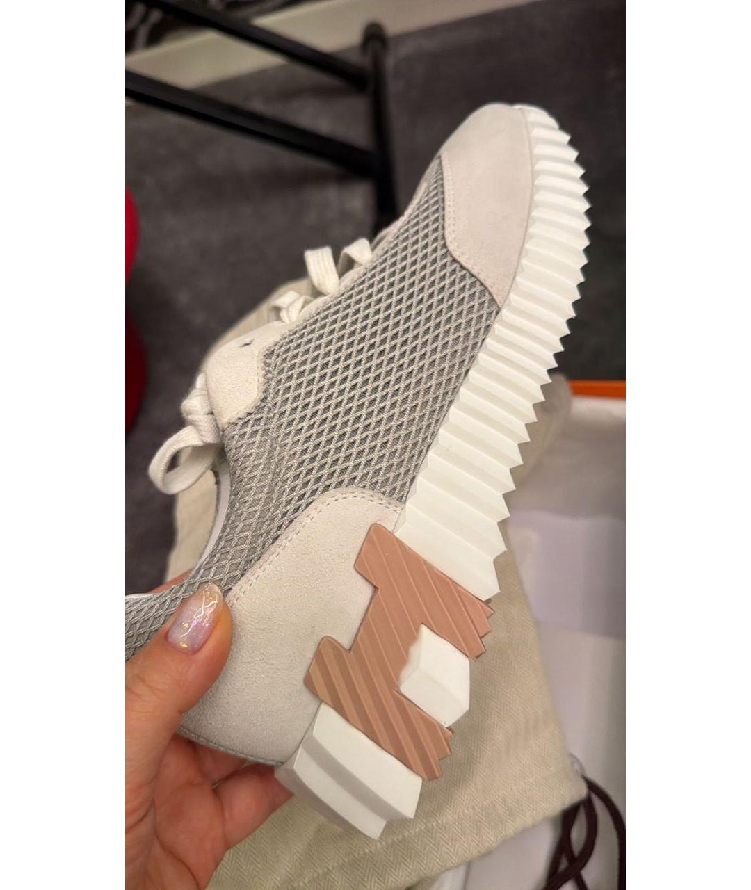 HERMES Серые текстильные кроссовки, фото 6