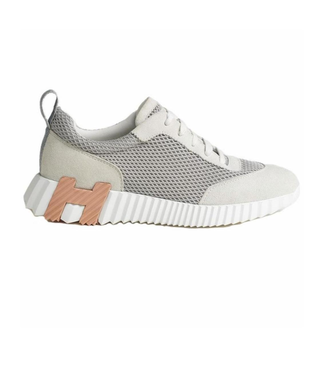 HERMES Серые текстильные кроссовки, фото 1