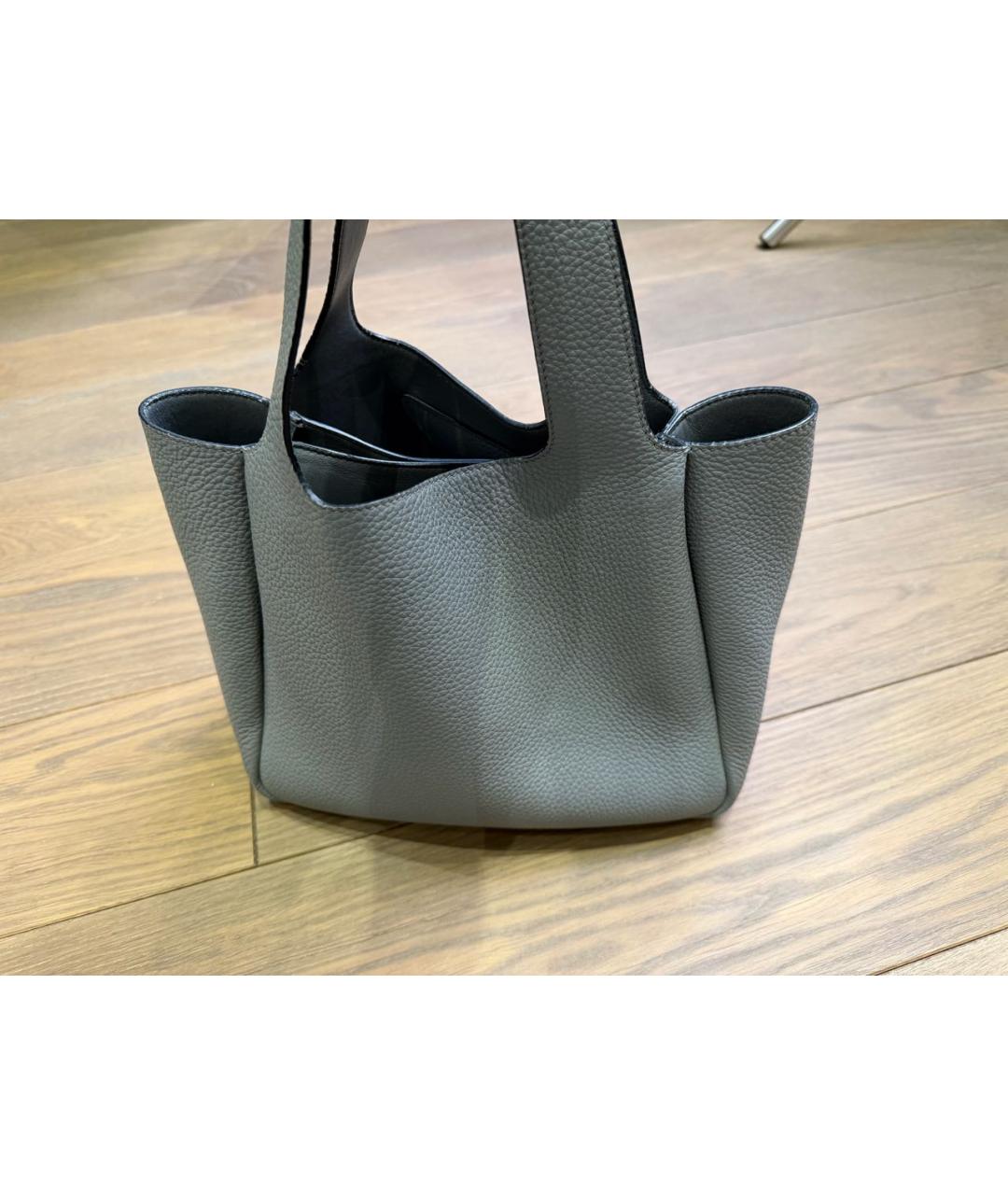 PRADA Серая кожаная сумка тоут, фото 3