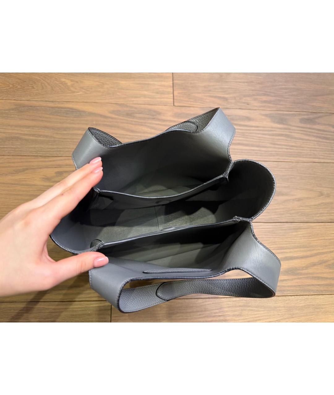 PRADA Серая кожаная сумка тоут, фото 4