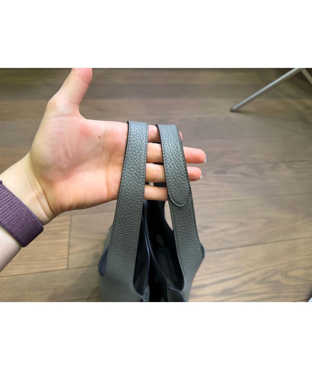PRADA Серая кожаная сумка тоут, фото 5