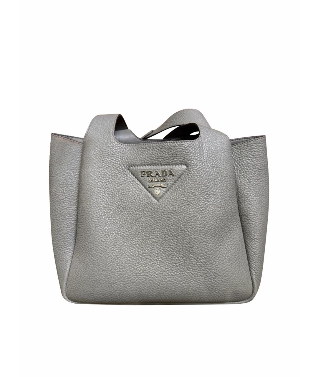 PRADA Серая кожаная сумка тоут, фото 1