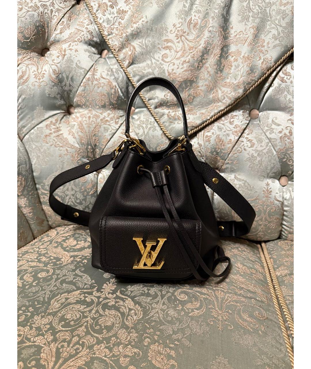 LOUIS VUITTON Черная кожаная сумка через плечо, фото 9