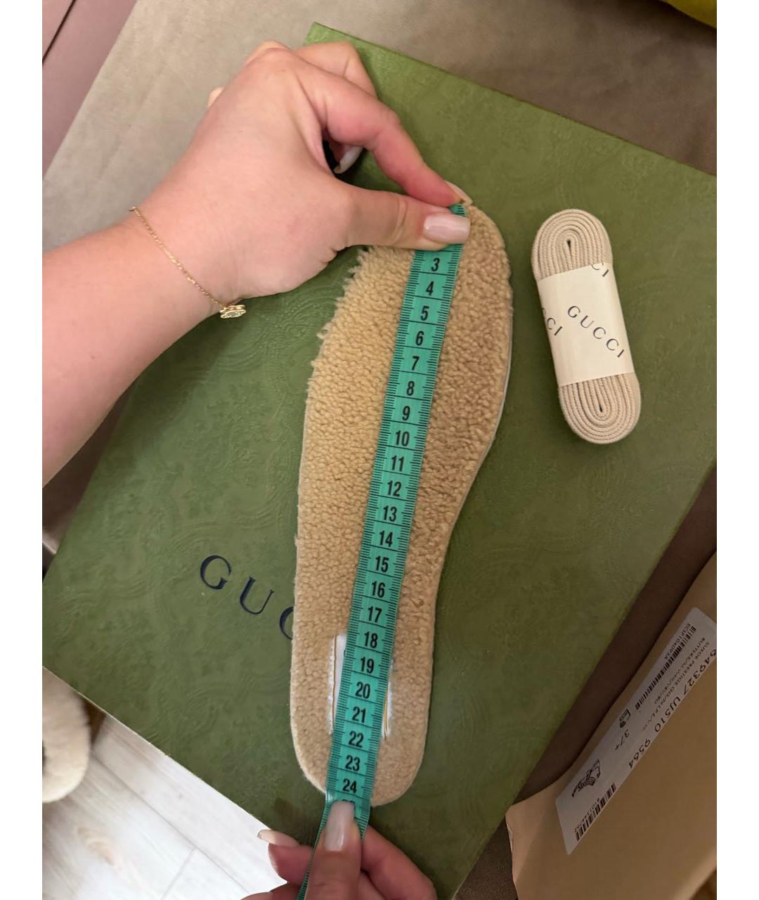 GUCCI Бежевые замшевые кеды, фото 5