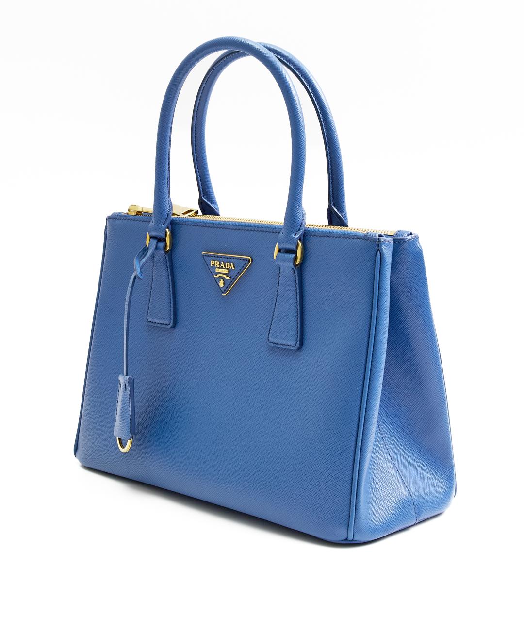 PRADA Синяя кожаная сумка с короткими ручками, фото 2