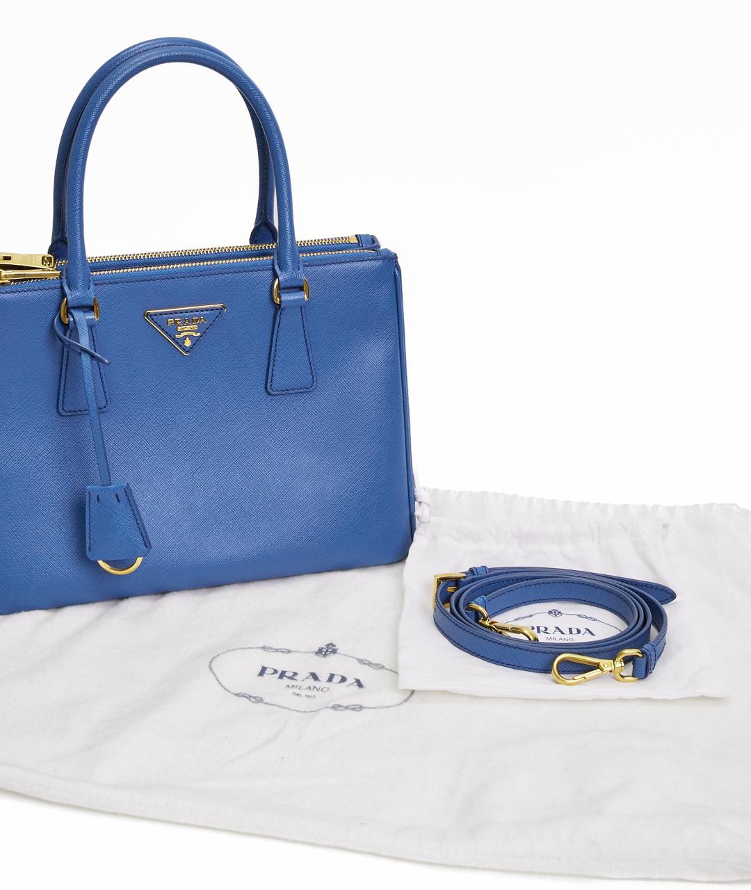 PRADA Синяя кожаная сумка с короткими ручками, фото 9