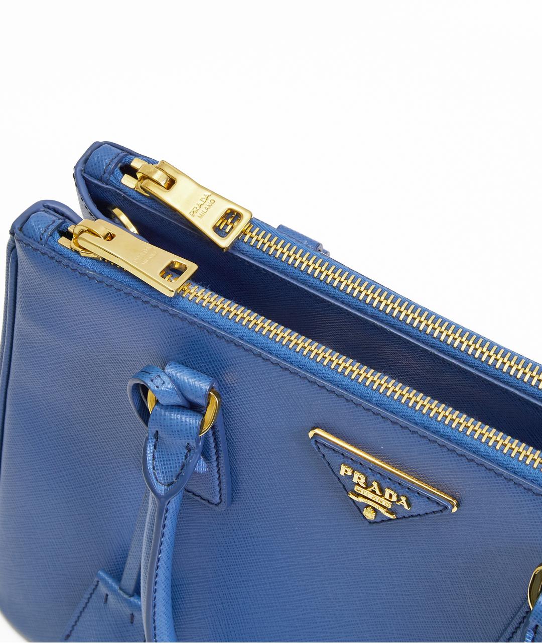 PRADA Синяя кожаная сумка с короткими ручками, фото 6