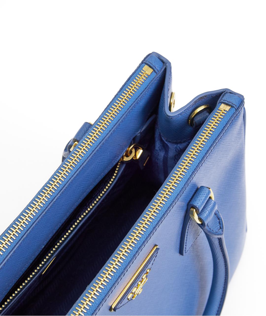 PRADA Синяя кожаная сумка с короткими ручками, фото 7