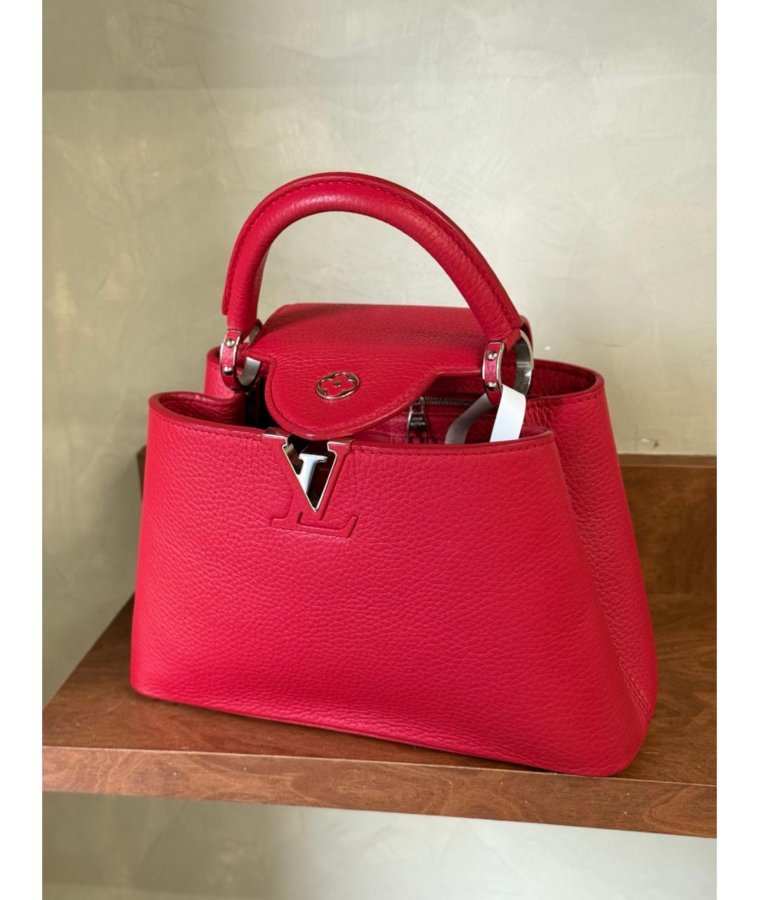 LOUIS VUITTON Красная кожаная сумка с короткими ручками, фото 3