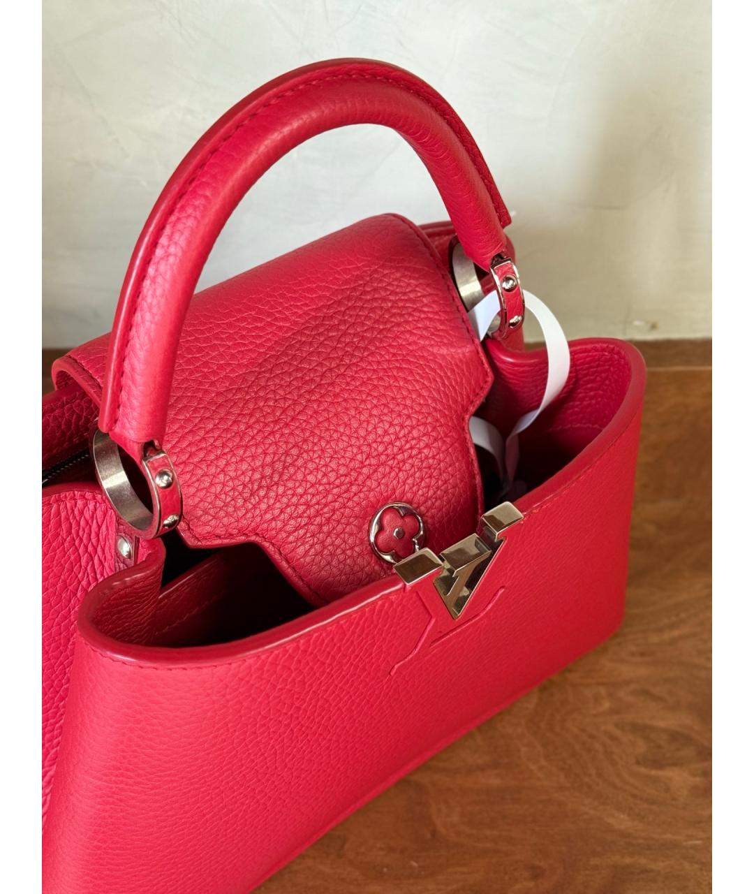 LOUIS VUITTON Красная кожаная сумка с короткими ручками, фото 5