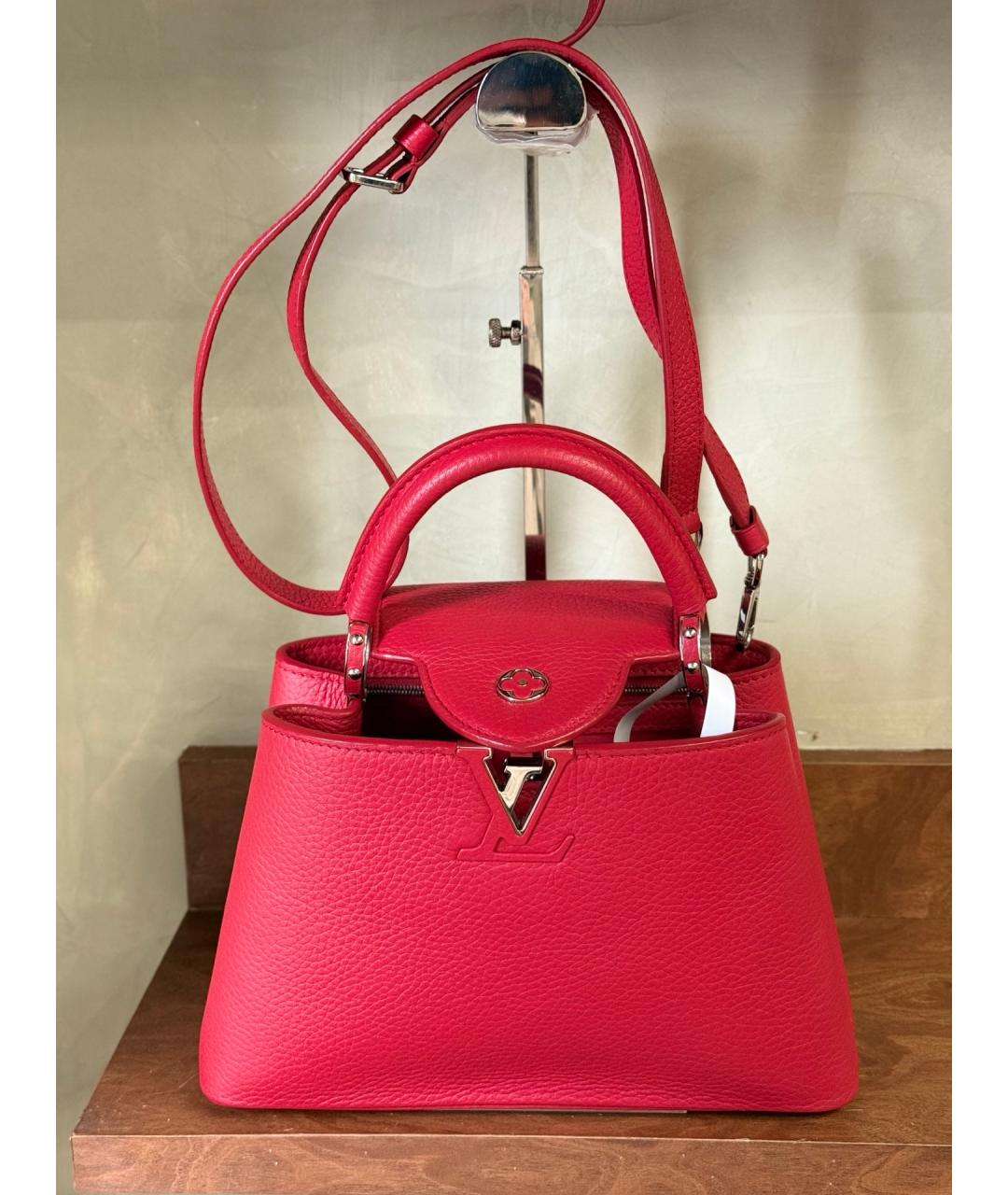 LOUIS VUITTON Красная кожаная сумка с короткими ручками, фото 9