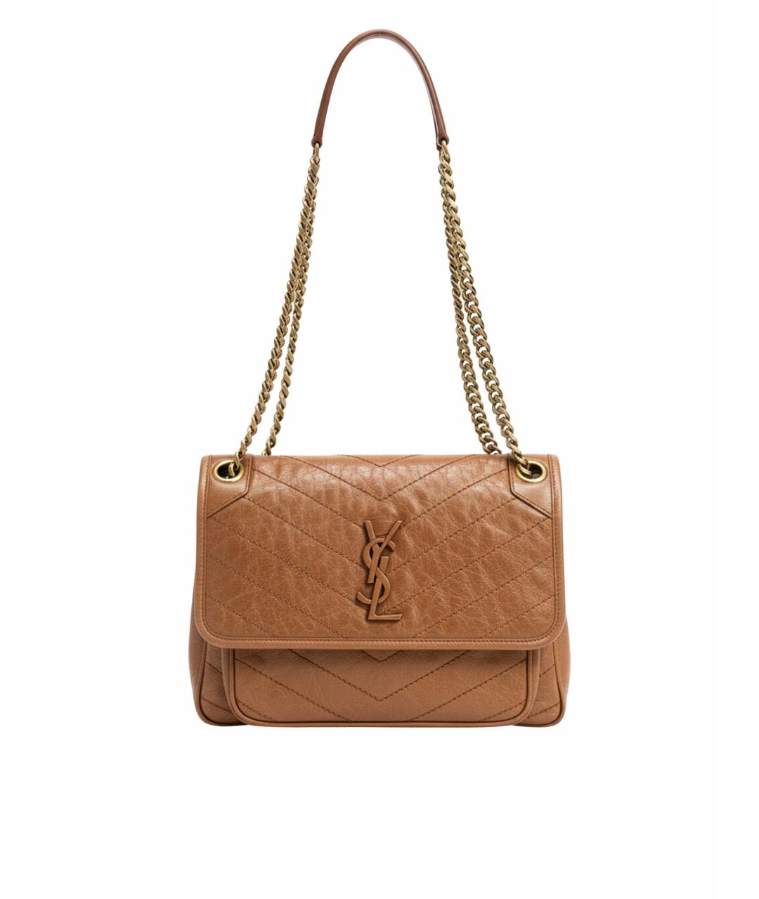 SAINT LAURENT Бежевая кожаная сумка через плечо, фото 1
