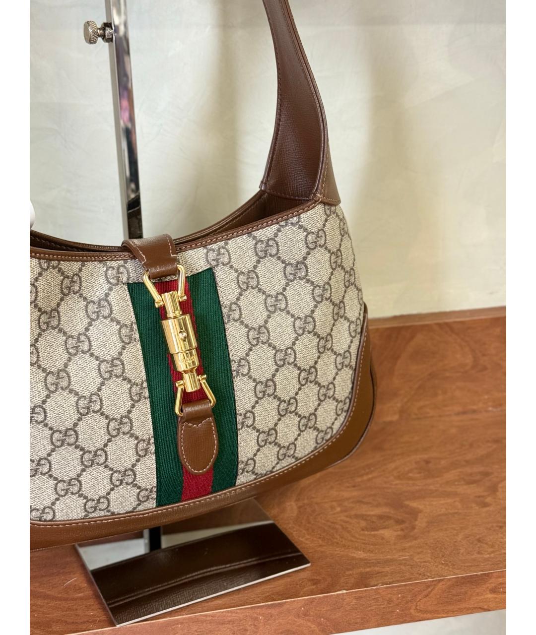 GUCCI Бежевая тканевая сумка с короткими ручками, фото 5