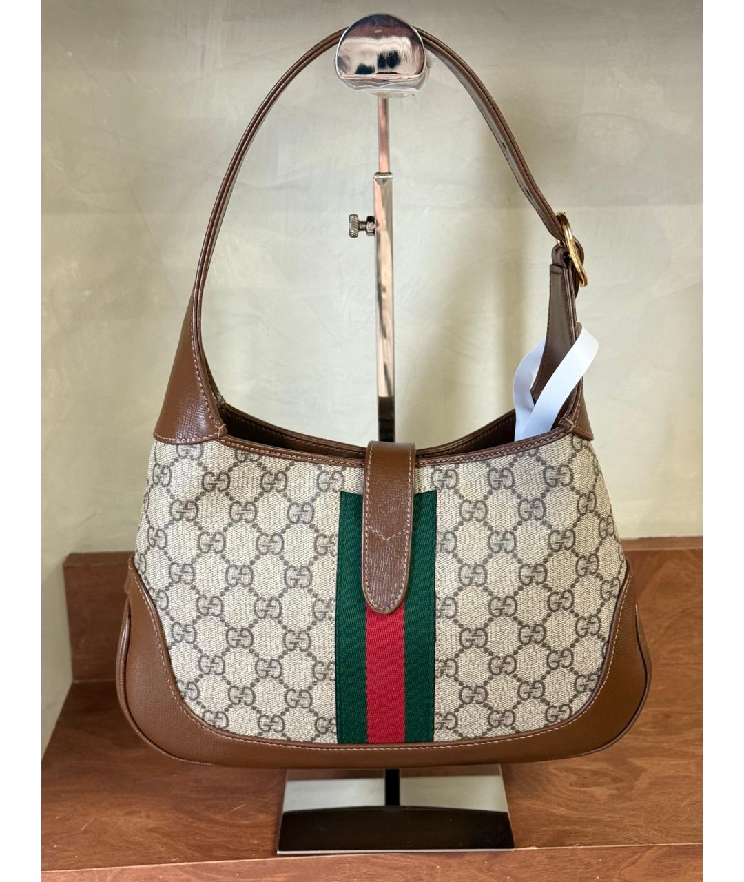 GUCCI Бежевая тканевая сумка с короткими ручками, фото 7