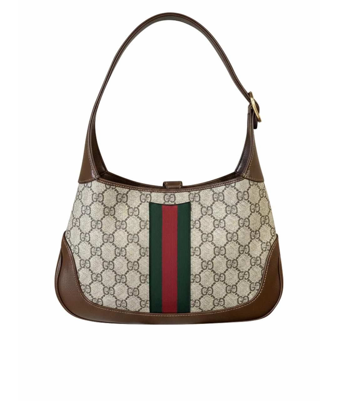 GUCCI Бежевая тканевая сумка с короткими ручками, фото 1