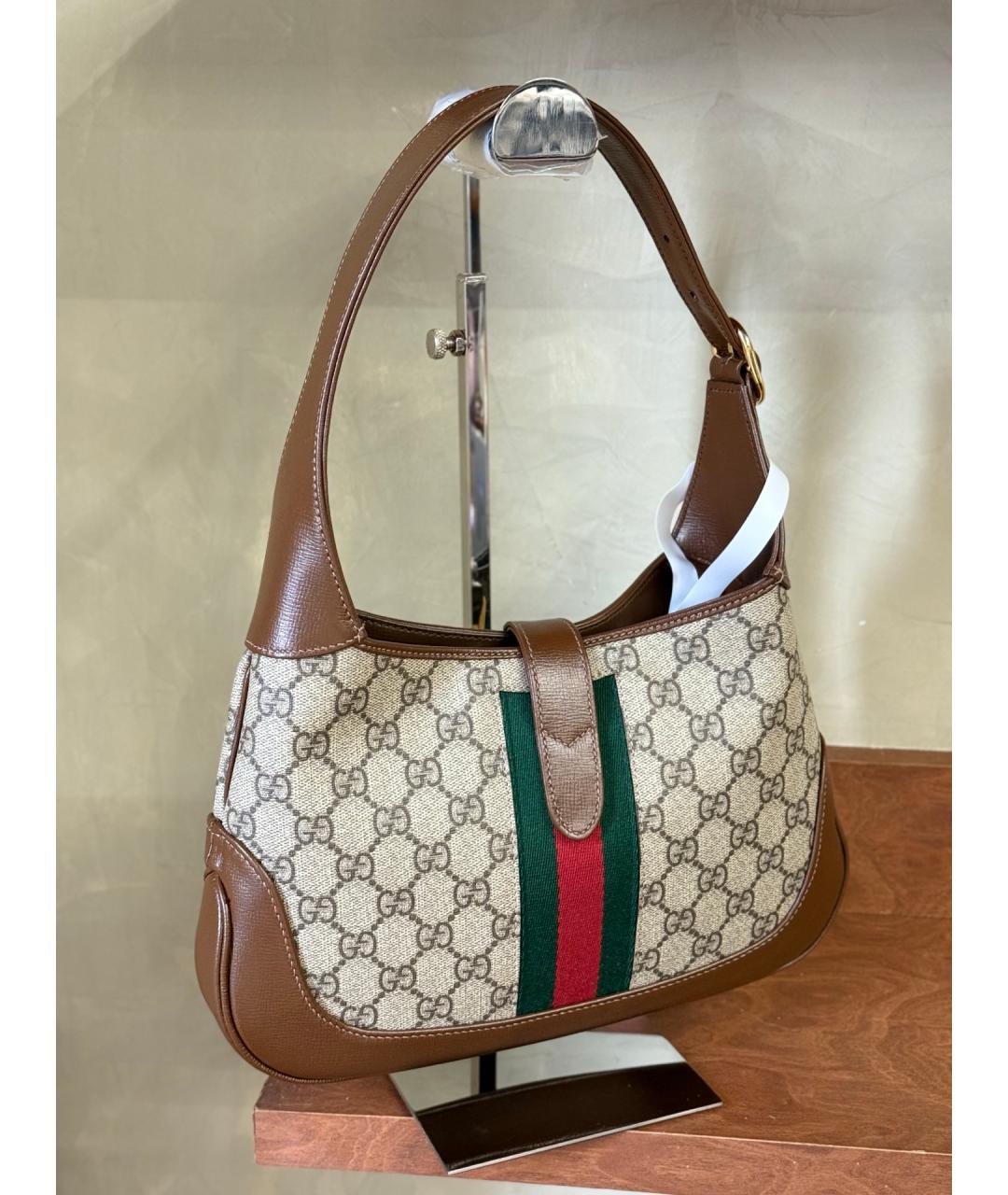 GUCCI Бежевая тканевая сумка с короткими ручками, фото 9