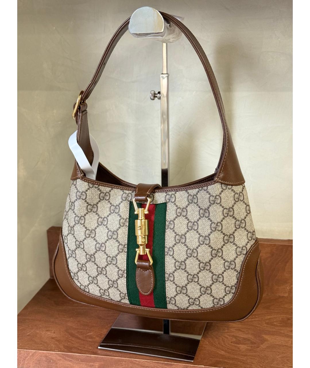 GUCCI Бежевая тканевая сумка с короткими ручками, фото 3